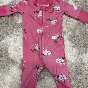 Hanna Andersson Pink Bunny Kids Pajama Footies